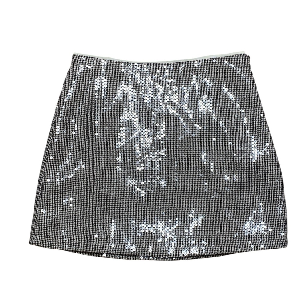 Storia Mini Skirt Women’s M Black White Mini Houndstooth Sequin A Line Casual